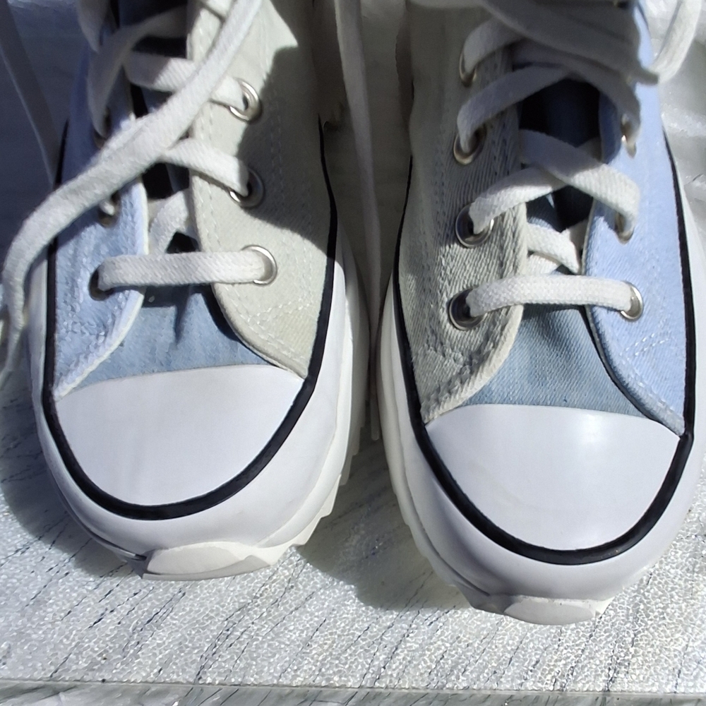 Converse Run Star Hike Hi Two-Tone Blue Gray Denim Shoes Unisex Men 9.5 Women 11 - Picture 7 of 15